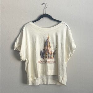 Cream Colored Walt Disney World Women's 50th Castle Graphic Crop Tee